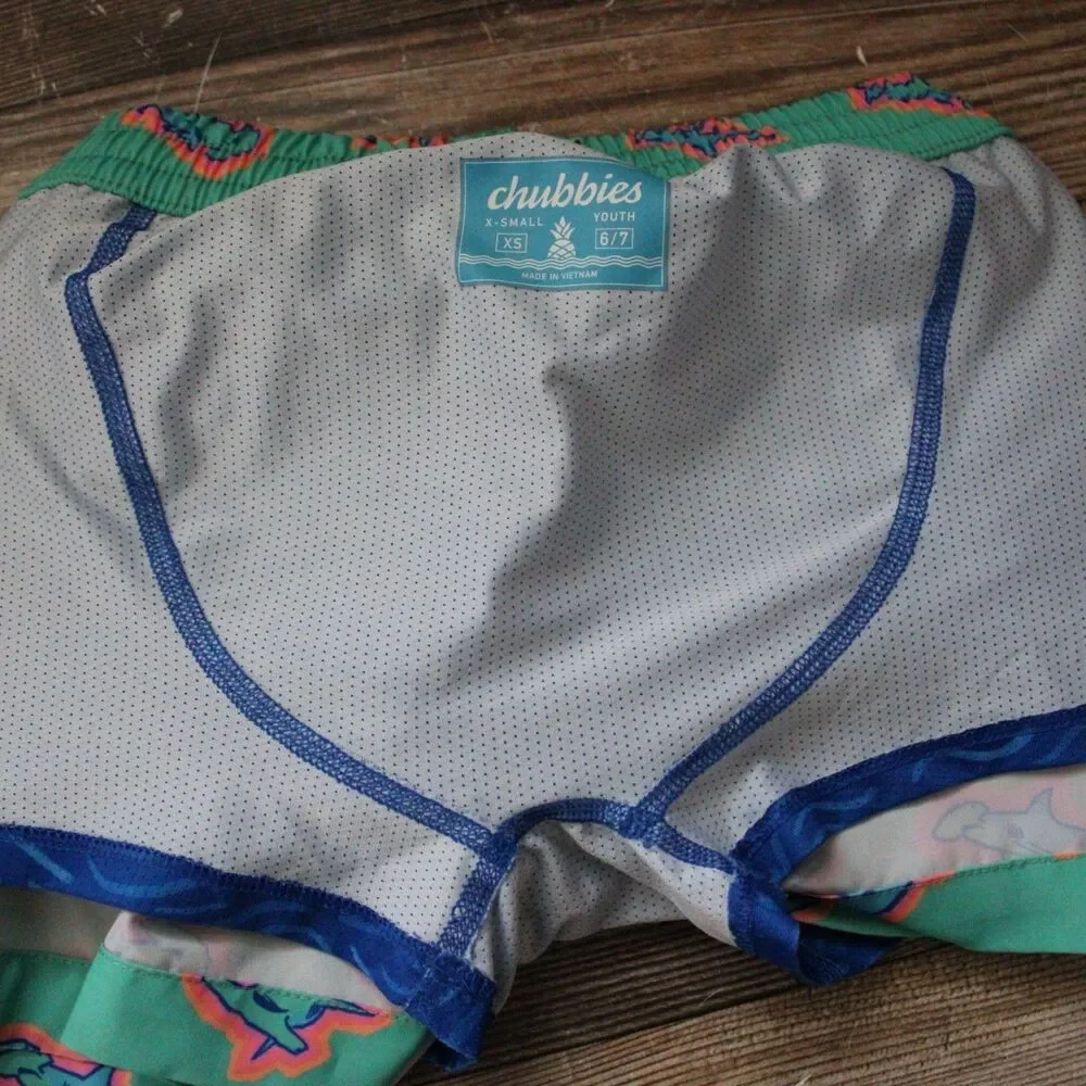 Chubbies Boys Size XS 6/7 The Apex Swimmers Hammerhead Shark Swim Shorts Lined